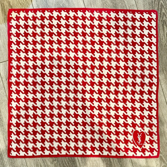 Ysl logo scarf. Look close at last photo u will see hidden YSL background. - Picture 2 of 5